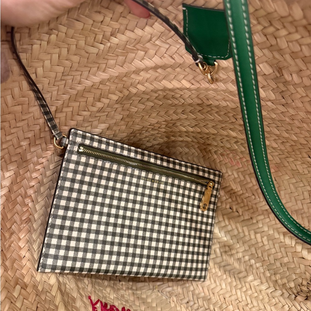 Tory Burch x Doum Straw Tote with Green Logo and Multicolor Floral Embroidery - Picture 4 of 9
